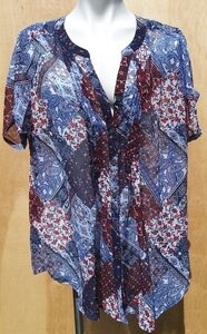 Westport Red and Blue Blouse Top